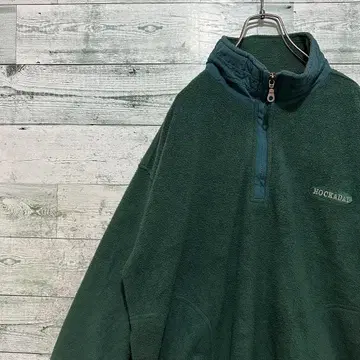 [최고의 컬러] 자수 원포인트 로고 빅 루즈 레트로 플리스 하프 지퍼