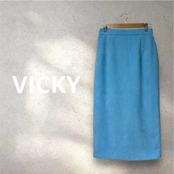 [ VICKY ] 상큼한 스카이블루 코듀로이 타이트 스커트 2 ( M )