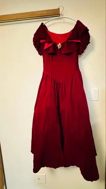 벨벳 드레스 레드 오프숄더 파티 드레스