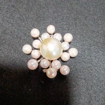 진주 꽃 모양 오비 고정 띠 브로치 목걸이 약 4.5cm