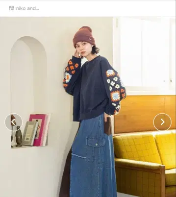 미사용 새상품! nikoand - 크로셰 콤비 풀오버 네이비 L