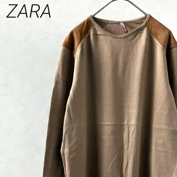 [새상품급] ZARA 니트 스웨터 긴팔 크루넥 엘보 패치 심플