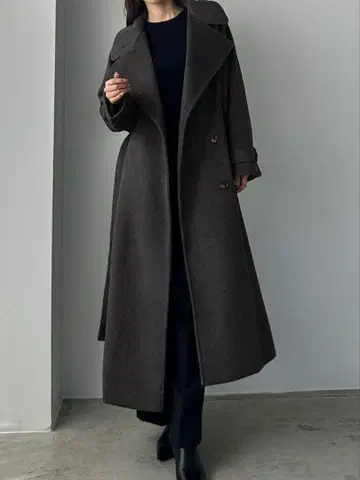 2way 하이넥 울라이크 허리 쉐이프 플레어 코트