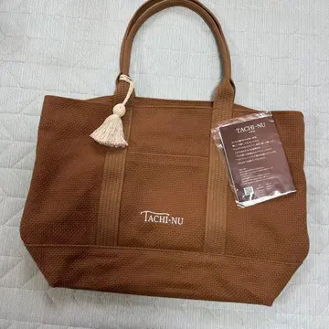 TACHI-NU 브라운 체크 토트백 L
