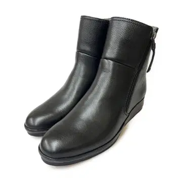 A-OK 블랙 가죽 숏부츠 지퍼 포함