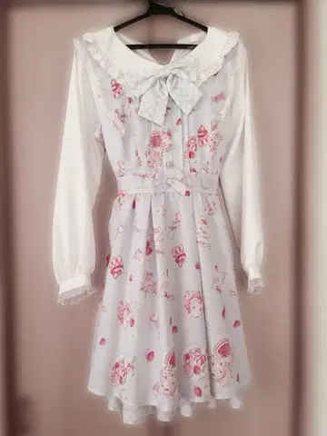 LIZ LISA 스트로베리 파티 패턴 원피스 블루