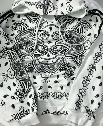 새상품 adidas 페이즐리 무늬 후드 후드티 화이트 S