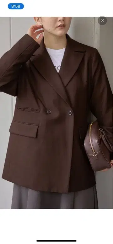 이에나 이번 시즌 완판 2025aw 새상품급 플란넬 자켓 브라운 36