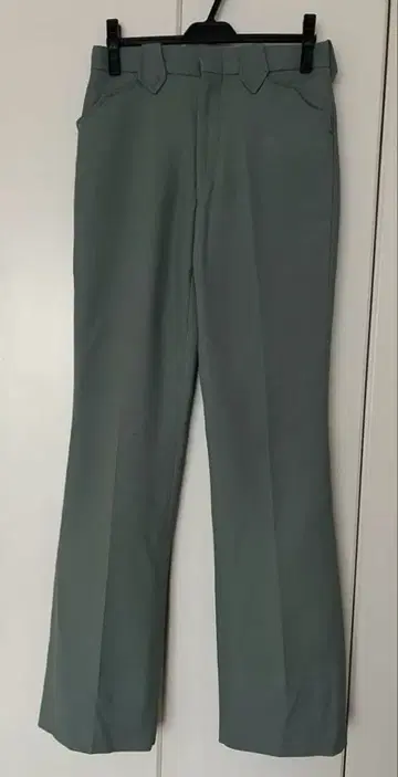 구제 의류 올리브 그레이 플레어 팬츠 폴리에스테르 혼방