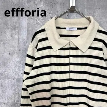 시마무라 effforia 보더 카라 부착 니트 집업 캐주얼