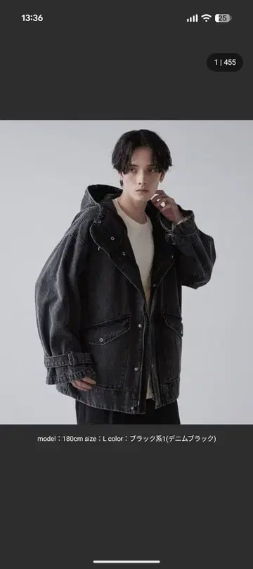 CIYOT 데님 블랙 마운틴 후드티 후드 부착