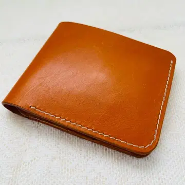 오렌지 가죽 컴팩트 지갑