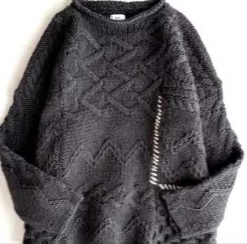 RHC 다크 그레이 패치워크 케이블 짜임 니트