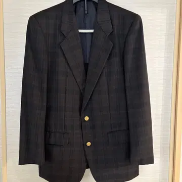 MITSUMINE 브라운 체크 무늬 테일러드 자켓