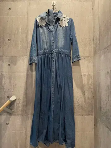 자수 데님 셔츠 원피스