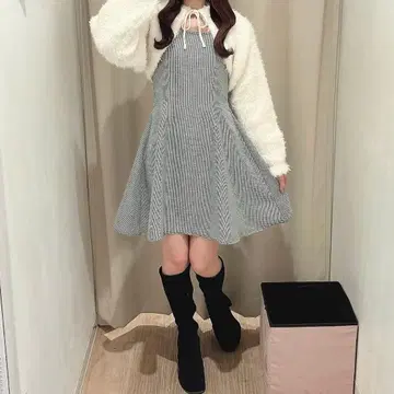 AnMILLE 모코 볼레로 세트 미니 OP 하운드투스 체크