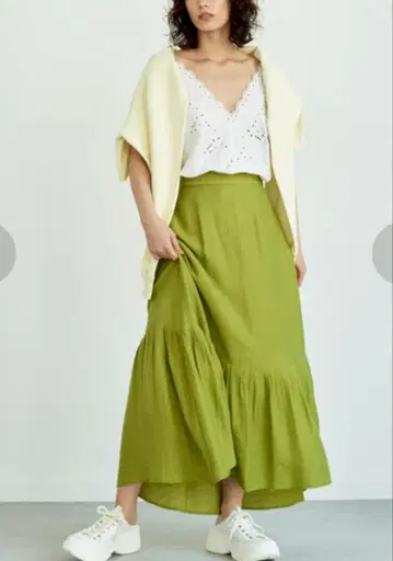 [택 포함 새상품] NORC 린넨 혼방 플레어 스커트 택 포함 새상품