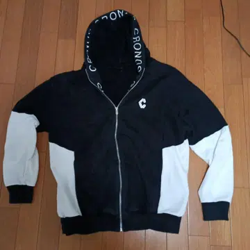 CRONOS 집업 후드티 블랙/화이트