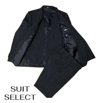 SUIT SELECT 3피스 스트라이프 블랙 수트