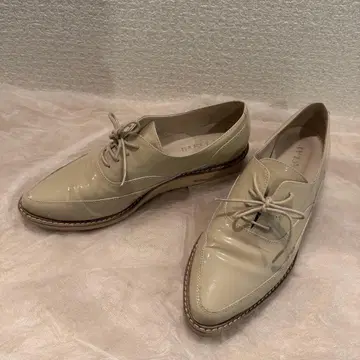 BARCLAY 버클레이 가죽 에나멜 23.5cm 레이스업 일본제 베이지