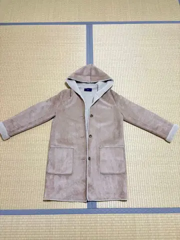 SHIPS 후드 부착 베이지 무스탕 코트