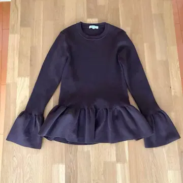 플라스테 페플럼 긴팔 리브 니트 풀오버