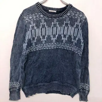 빈티지풍 구제 의류 BAYFLOW 네이티브 무늬 인디고 니트 스웨터