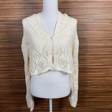 Indio 인디오 숏 니트 가디건 화이트 XXL 사이즈 상당