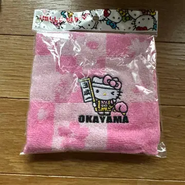 헬로키티 오카야마 타월 핑크 체크