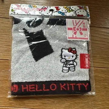 헬로키티 타월 오키나와 가라테 한정판 블랙 화이트 레드