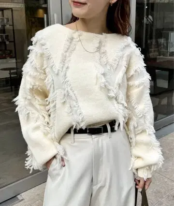 mystic 프린지 니트 아이보리