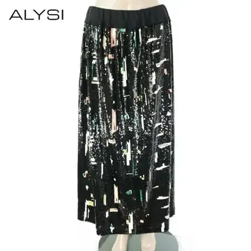 새상품 아리시 ALYSI 스커트 42 ESK728 L 사이즈 스팽글