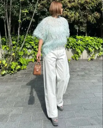 cygne 페더 상의 Moni MINT GREEN