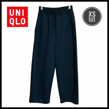 새상품급 UNIQLO C 맨투맨 와이드 팬츠 블랙 코튼 블렌드