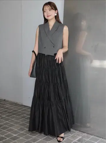 anuans 플레어 스커트 블랙