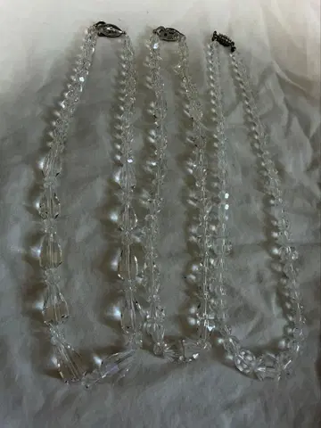 수정 크리스탈 목걸이 3개 SILVER 각인