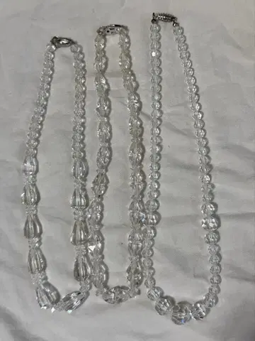 수정 크리스탈 목걸이 3개 SILVER 각인