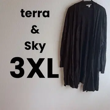 terra & Sky 블랙 롱 가디건 3X