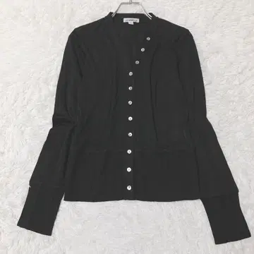 가디건 리브 니트 얇은 소재 캐주얼 심플 엘레강트 고급 블랙