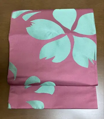 미사용품 순수 실크 주사부로 육통 후쿠로 오비 낙관 있음