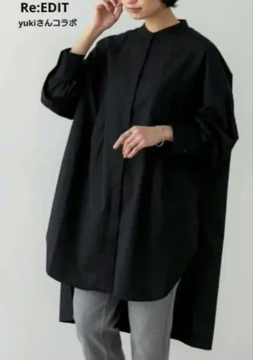 리디 yuki 콜라보 미 실루엣 오버 블라우스 블랙 SC 도키코