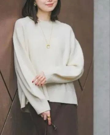 noble Super160s 더블 리브 크루 니트 화이트