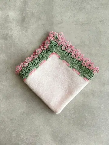 치카자와 레이스 손수건 로터스 LOTUS 라이트 핑크 새상품