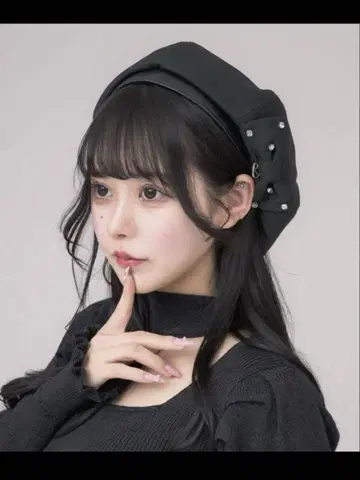 pium 비쥬 리본 베레모 블랙