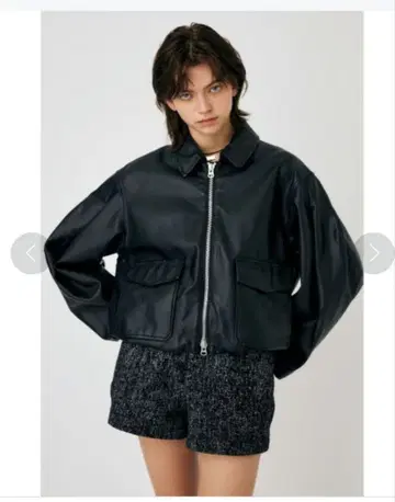 MOUSSY F/LEATHER A-2 가죽 크롭 자켓 블랙