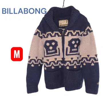 BILLABONG 스컬 패턴 카우친 니트 스웨터 네이비 / 화이트