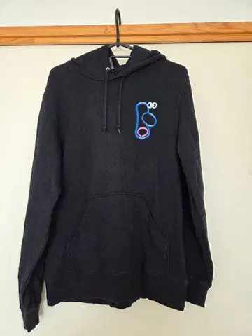 컬러풀 자수 블랙 후드티