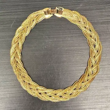 moussy 초커 목걸이 뜨개질 골드 컬러 약 32cm