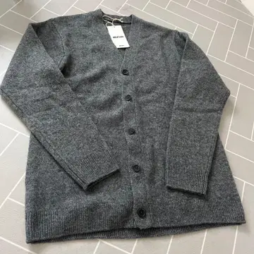 MUJILabo 융모 울 V넥 가디건 신사 차콜 그레이