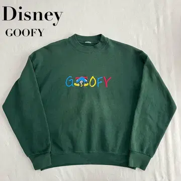 90s Disney GOOFY 맨투맨 Google 그린 M 정도 자수